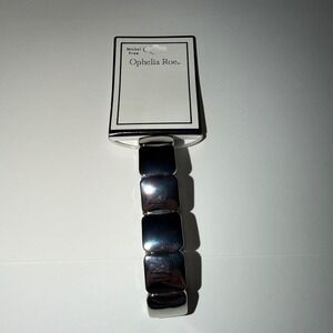Ophelia Roe Nickel Free Silver Tone Square Bead Stretch Bracelet